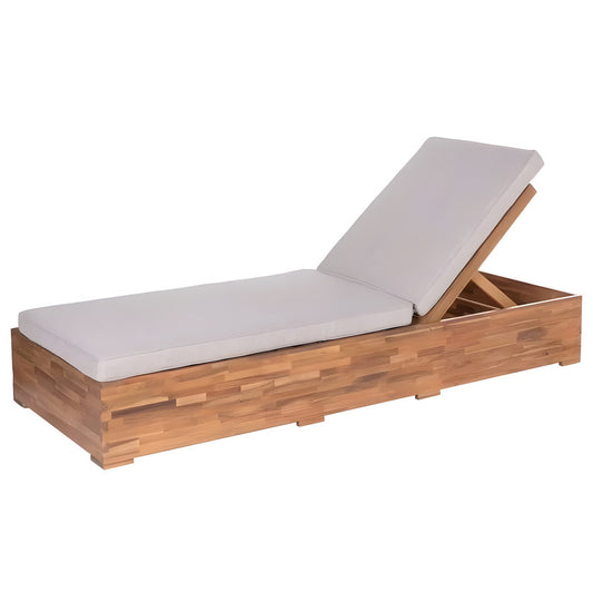 Brown Acacia Garden Lounger for Terrace and Outdoor