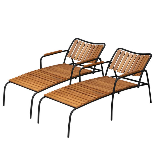 Brown Acacia Garden Lounger (Set of 2)