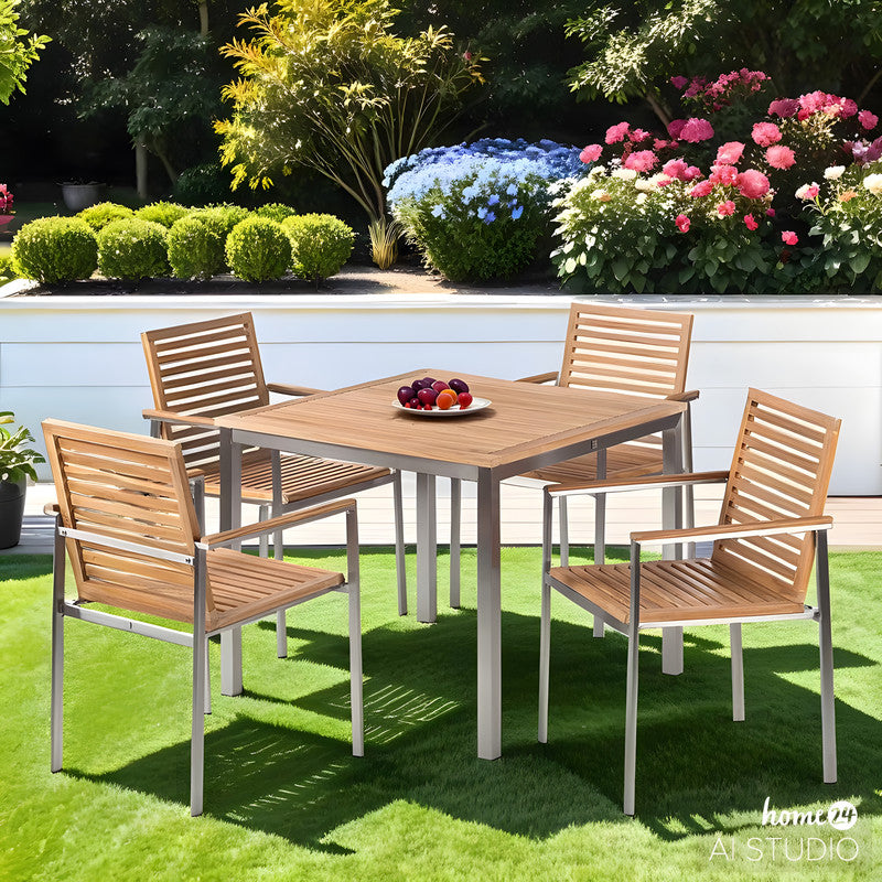 5-Piece Outdoor Solid Teak Dining Set