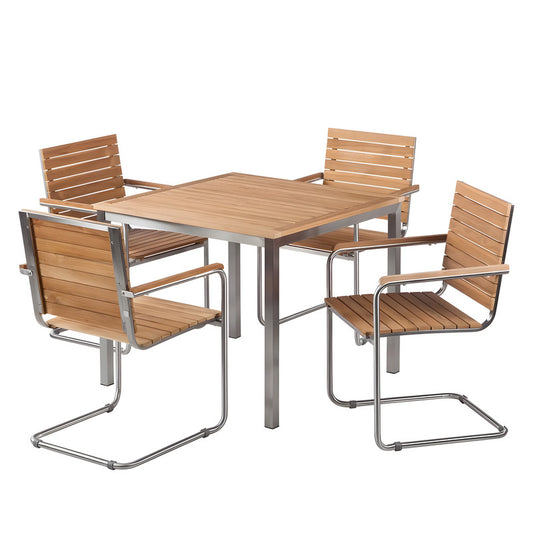 5-Piece Outdoor Solid Teak Dining Set