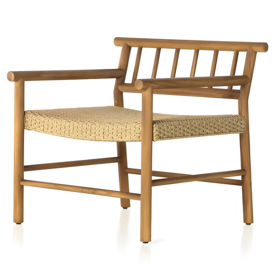 Outdoor Garden Dining Teak Chair with Woven Rattan