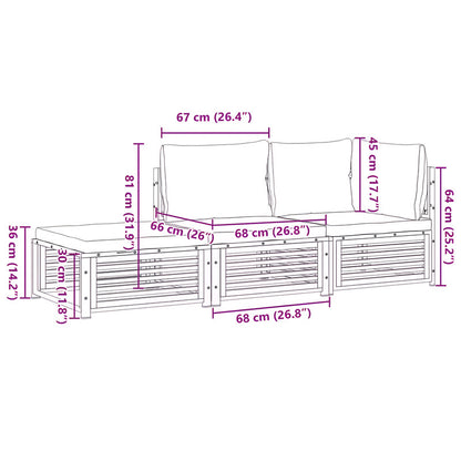 3-Piece Garden Lounge Set with Cushions