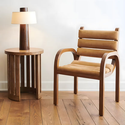 Outdoor Teak Wood with Upholstered Rolled Panels Dining Chair