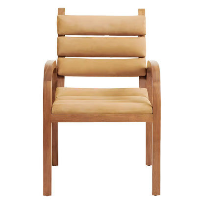 Outdoor Teak Wood with Upholstered Rolled Panels Dining Chair