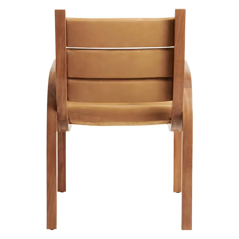 Outdoor Teak Wood with Upholstered Rolled Panels Dining Chair