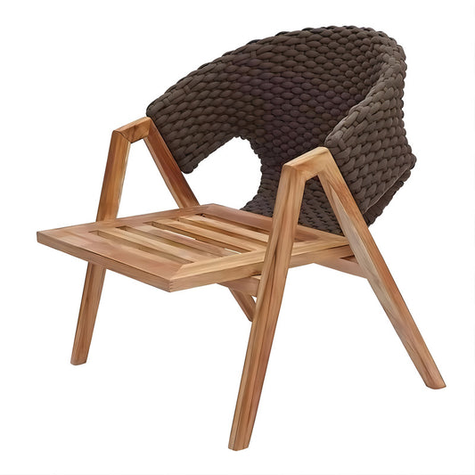 Outdoor Terrace Teak Wood Rope Chair with Armrest